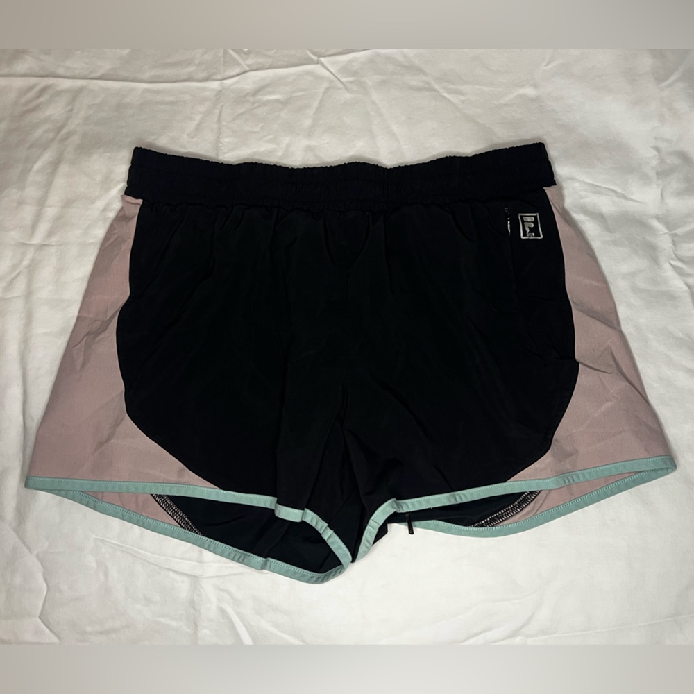Fila Women's Black and Pink Athletic Shorts